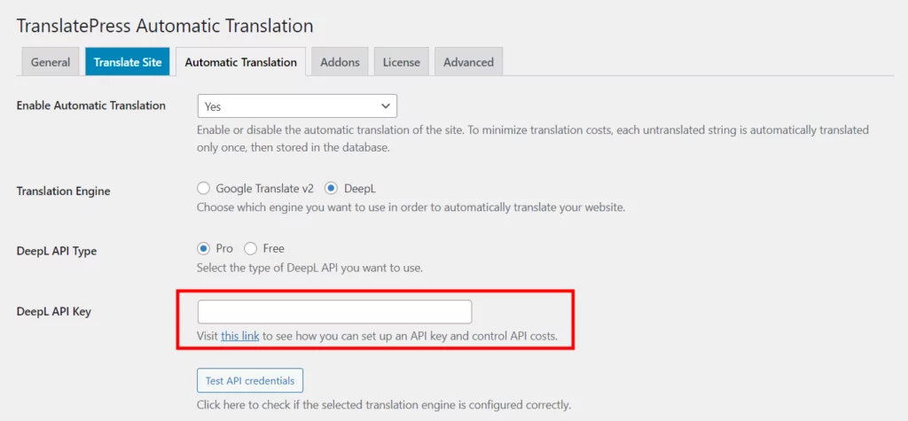 WordPress 翻译插件 TranslatePress 的 DeepL 自动翻译插件使用方法 8