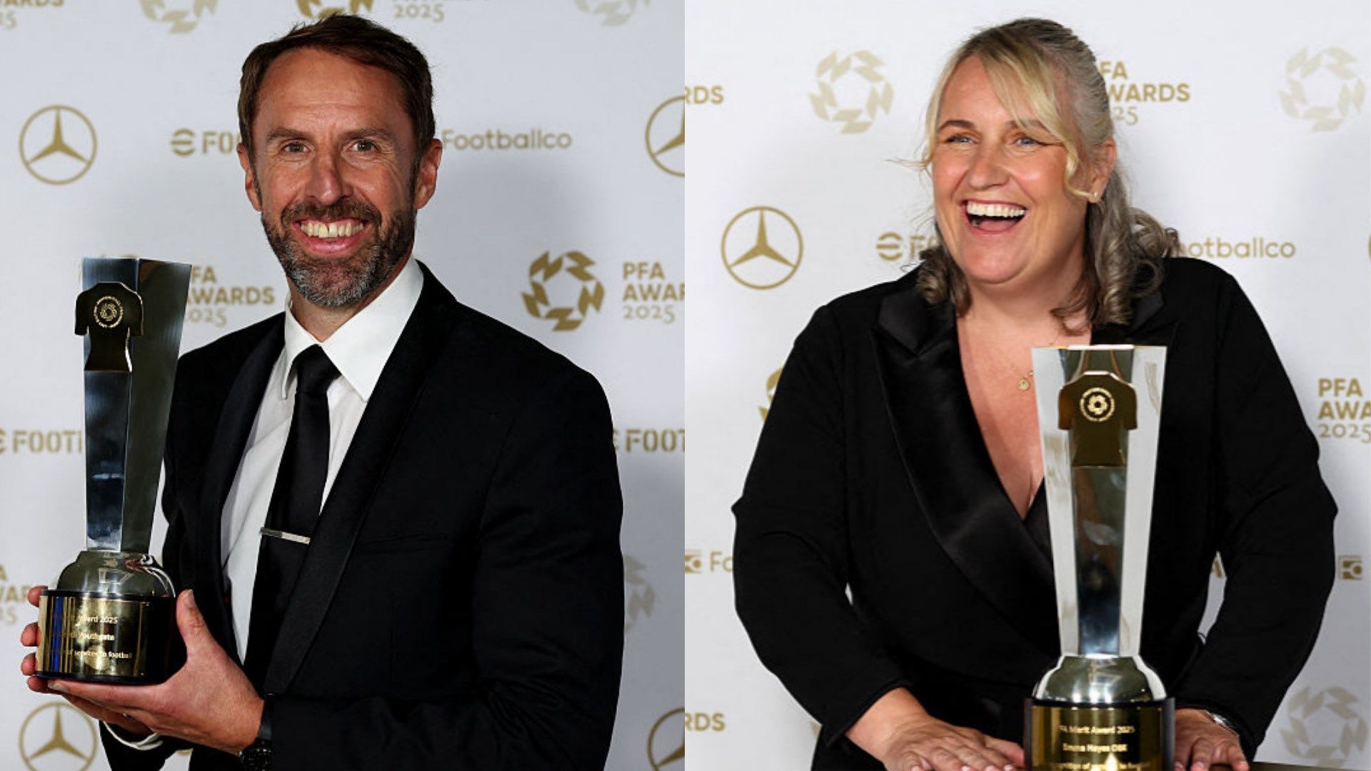 Sir Gareth Southgate, Former England Manager, and Emma Hayes, Current USWNT Head Coach, Recognized at PFA Awards for Exceptional Contributions to Football