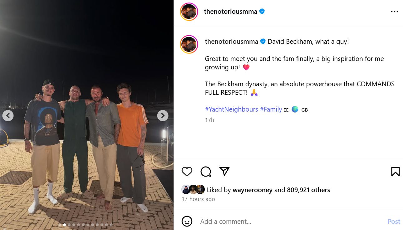 Conor McGregor and David Beckham Share Luxurious Yacht Encounters During Family Getaways, as UFC Star Meets His Inspiration